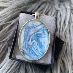Handmade Fluid Art Necklace-Ocean Waves Bold